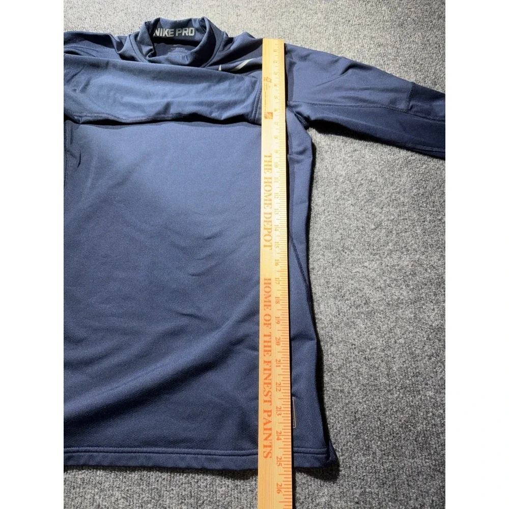 Nike Pro Hyperwarm Mens Large Navy Blue Compression Mock Neck Long Sleeve 867306